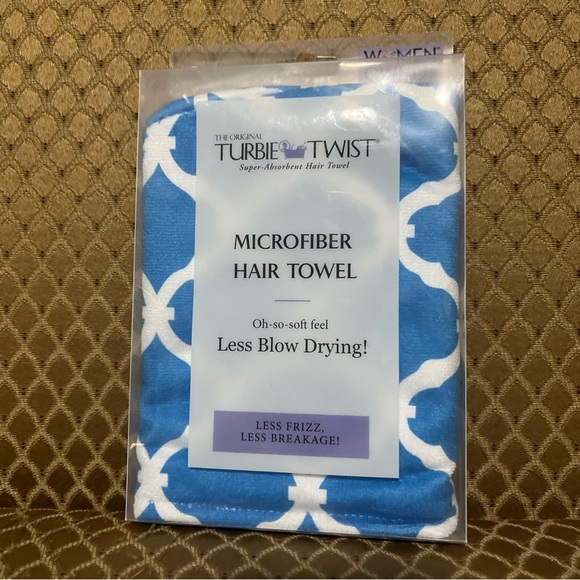 Original Turbie Twist Microfiber Hair Towel Super-Absorbent One Size Blue/White - Picture 1 of 4